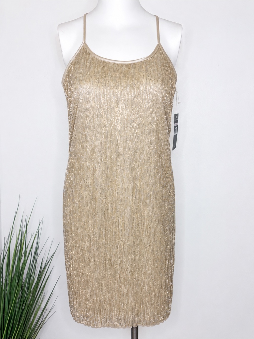 NWT Hope & Harlow Gold Lurex Shimmer Cocktail Dress Size 6